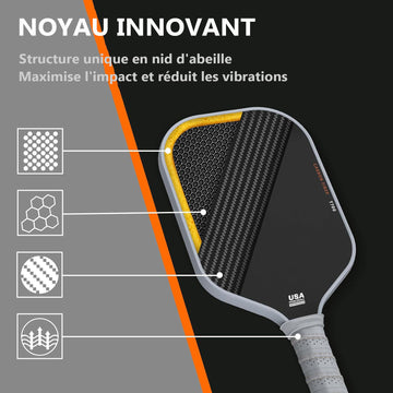 Raquettes de pickleball 1 pcs pagaies pickleball en fibre de carbone professionnelle pour sport intérieur extérieur cadre de tennis